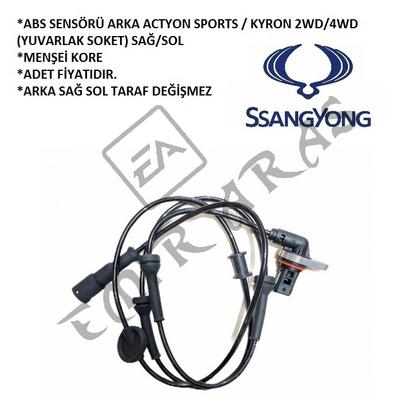 ABS SENSÖRÜ ARKA ACTYON SPORTS  KYRON 2WD4WD (YUVARLAK SOKET) SAĞSOL