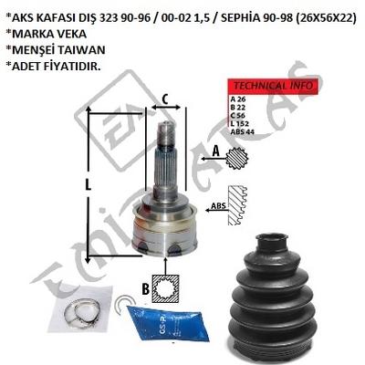 AKS KAFASI DIŞ 323 90-96  00-02 1,5  SEPHİA 90-98 (26X56X22)