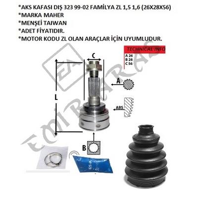 AKS KAFASI DIŞ 323 99-02 FAMİLYA ZL 1,5 1,6 (26X28X56)