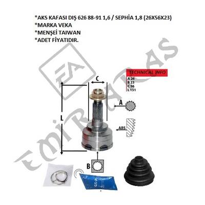 AKS KAFASI DIŞ 626 88-91 1,6 F6 SEPHİA 1,8 (26X56X23)