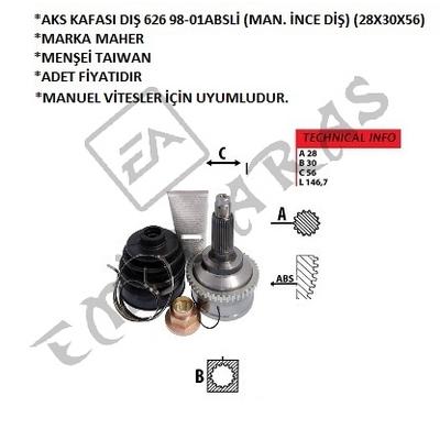 AKS KAFASI DIŞ 626 98-01ABSLİ (MAN. İNCE DİŞ) (28X30X56)