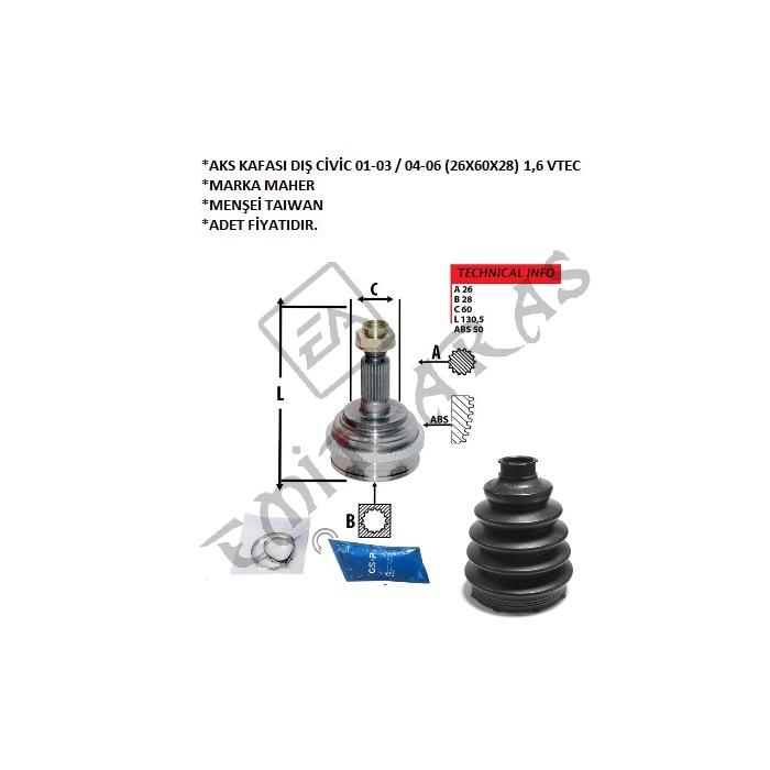 AKS KAFASI DIŞ CİVİC 01-03  04-06 1,6 VTEC (26X60X28)
