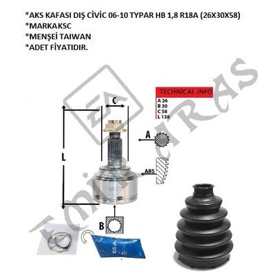 AKS KAFASI DIŞ CİVİC 06-10 TYPAR HB 1,8 R18A (26X30X58)