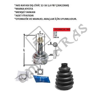 AKS KAFASI DIŞ CİVİC 12-16 1,6 FB7 (26X22X60)