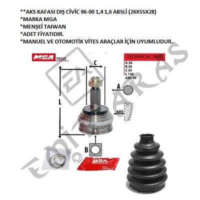 AKS KAFASI DIŞ CİVİC 96-00 1,4 1,6 ABSLİ (26X55X28)