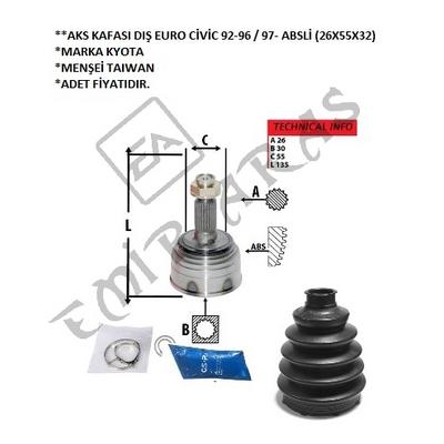 AKS KAFASI DIŞ EURO CİVİC 92-96  97- ABSLİ (26X55X32)