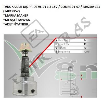 AKS KAFASI DIŞ PRİDE 90-01 1,3 16V  COURE 01-07  MAZDA 121 (24X19X52)