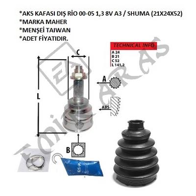 AKS KAFASI DIŞ RİO 00-05 1,3 8V A3  SHUMA (21X24X52)
