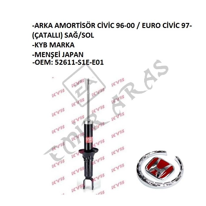 ARKA AMORTİSÖR CİVİC 96-00  EURO CİVİC 97-  ROVER 95-00 (ÇATALLI) SAĞ SOL