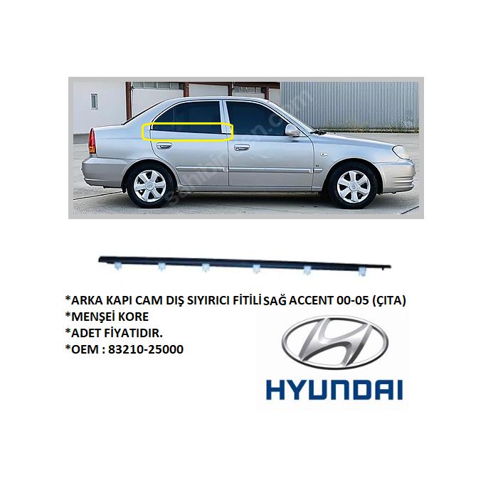 ARKA KAPI CAM DIŞ SIYIRICI FİTİLİ SAĞ ACCENT 00-05 (ÇITA)