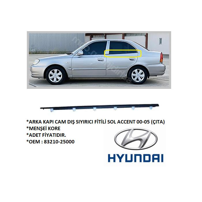 ARKA KAPI CAM DIŞ SIYIRICI FİTİLİ SOL ACCENT 00-05 (ÇITA)