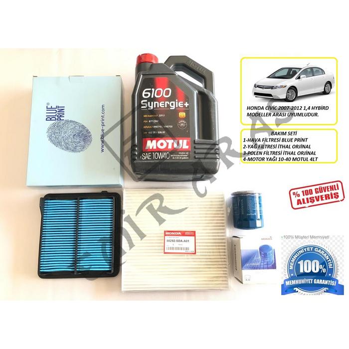 BAKIM SETİ CİVİC 06-12 1,4 HYBRİD (3 LÜ FİLTRE+MOTUL)