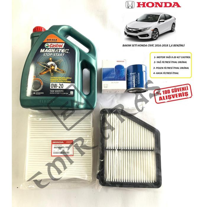 BAKIM SETİ CİVİC 2016-2021 1,6 BENZİNLİ (FC5) CASTROL 0-20 4LT