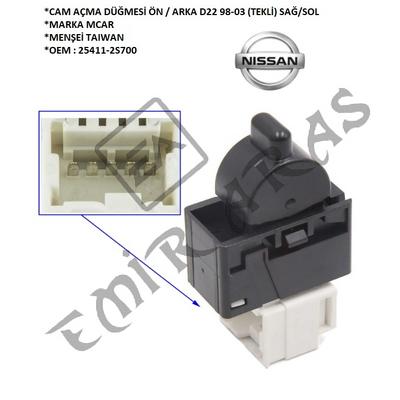 CAM AÇMA DÜĞMESİ ÖN  ARKA D22 98-03 (TEKLİ) SAĞSOL