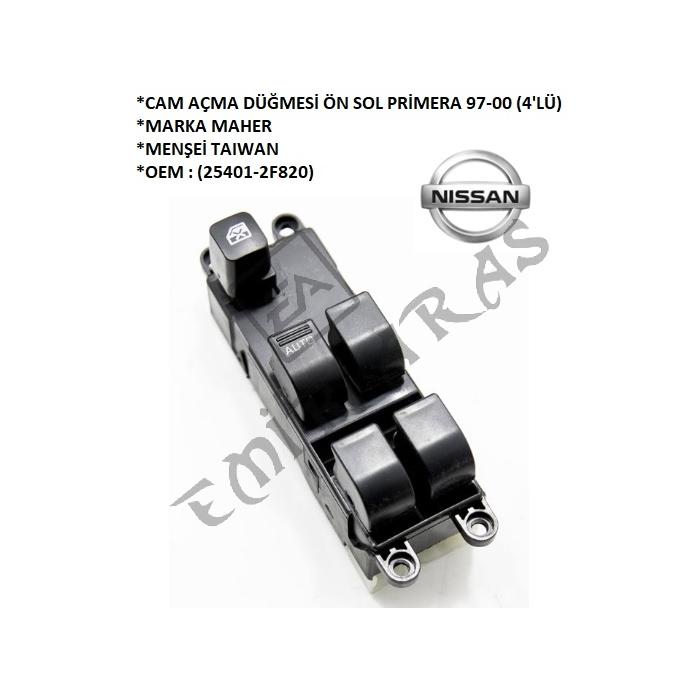 CAM AÇMA DÜĞMESİ ÖN SOL PRİMERA 97-00 (4\'LÜ) (25401-2F820)
