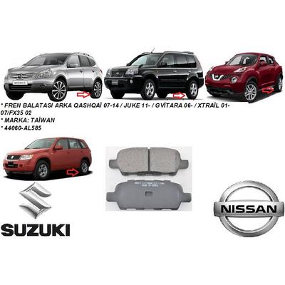 FREN BALATASI ARKA QASHQAİ 07-14  JUKE 11-  G VİTARA 06-  XTRAİL 01-07 FX35 02