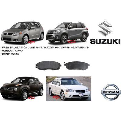 FREN BALATASI ÖN JUKE 11-14  MAXİMA 01-  SX4 06-  G.VİTARA 16-