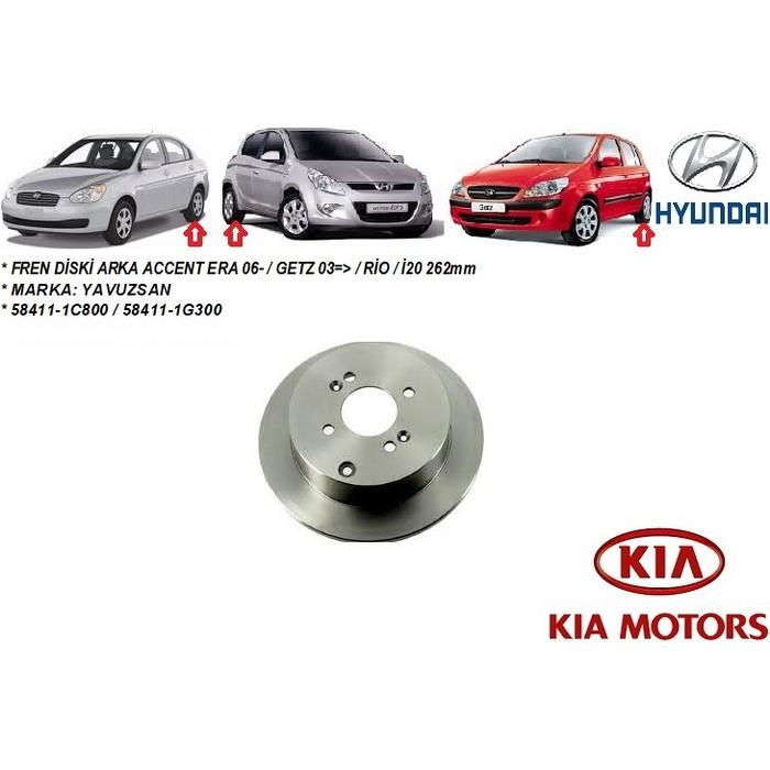 FREN DİSKİ ARKA ACCENT ERA 06-12 GETZ 02-08 RİO 06-12 İ20 08- 262mm (4)