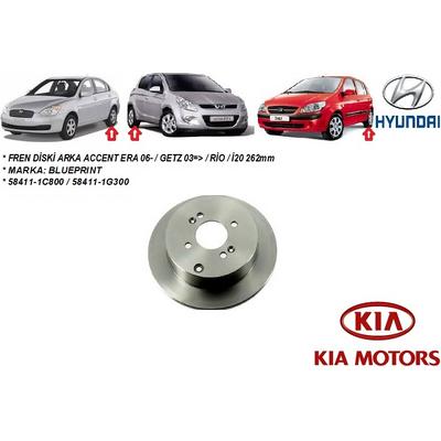 FREN DİSKİ ARKA ACCENT ERA 06- GETZ 03- RİO 06- İ20 08- 262mm