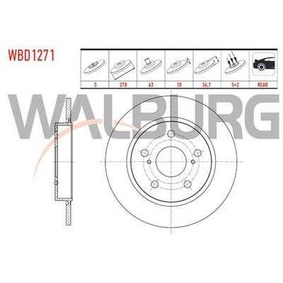 FREN DİSKİ ARKA COROLLA AURİS 07- (DİZEL D4D) 12-15 16-19 BENZ DZL 270mm(5)
