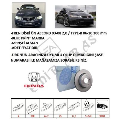 FREN DİSKİ ÖN ACCORD 03-08 2,0  TYPE-R 06-10 300 mm (5)