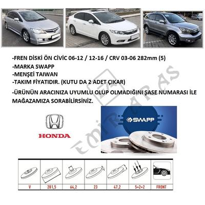 FREN DİSKİ ÖN CİVİC 07-12 FD6 / 12-16 FB7 / 17- FC5 CRV 03-06 282mm (5)