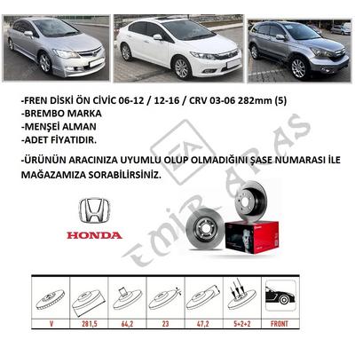 FREN DİSKİ ÖN CİVİC 07-12 FD6 / 12-16 FB7 / 17- FC5 CRV 03-06 282mm (5)