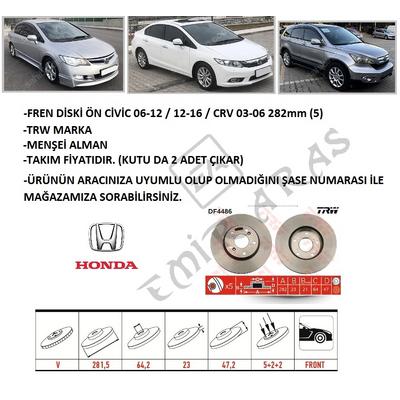 FREN DİSKİ ÖN CİVİC 07-12 FD6 / 12-16 FB7 / 17- FC5 CRV 03-06 282mm (5)