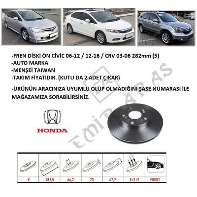 FREN DİSKİ ÖN CİVİC 07-12 FD6 / 12-16 FB7 / 17- FC5 CRV 03-06 282mm (5)