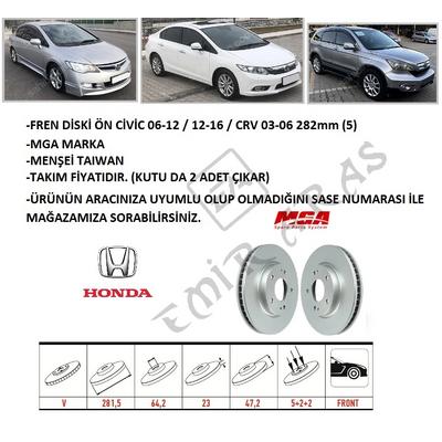 FREN DİSKİ ÖN CİVİC 07-12 FD6 / 12-16 FB7 / 17- FC5 CRV 03-06 282mm (5)
