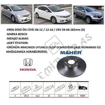 FREN DİSKİ ÖN CİVİC 07-12 FD6 / 12-16 FB7 / 17- FC5 CRV 03-06 282mm (5)