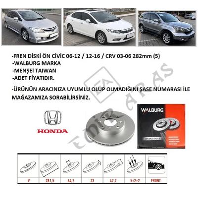 FREN DİSKİ ÖN CİVİC 07-12 FD6 / 12-16 FB7 / 17- FC5 CRV 03-06 282mm (5)