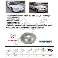 FREN DİSKİ ÖN CİVİC 92-95 1,5  96-00 1,4 240mm (4)