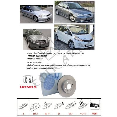 FREN DİSKİ ÖN CİVİC 96-00 1,6  01-05 1,6  JAZZ 09-  CİTY 09-12 20- 262 mm (4)