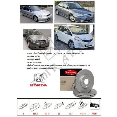 FREN DİSKİ ÖN CİVİC 96-00 1,6  01-05 1,6  JAZZ 09-  CİTY 09-12 20- 262 mm (4)