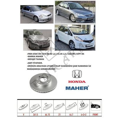 FREN DİSKİ ÖN CİVİC 96-00 1,6  01-05 1,6  JAZZ 09-  CİTY 09-12 20- 262 mm (4)