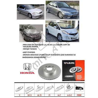 FREN DİSKİ ÖN CİVİC 96-00 1,6  01-05 1,6  JAZZ 09-  CİTY 09-12 20- 262 mm (4)