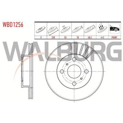 FREN DİSKİ ÖN COROLLA 1,3 2E  AE92 1,6 KARB. HAVALI 238mm (4)