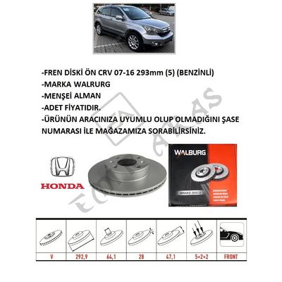 FREN DİSKİ ÖN CRV 07-16 293mm (5) (BENZİNLİ) RE5 / CRV 12-14 1,6 DİZEL RE6