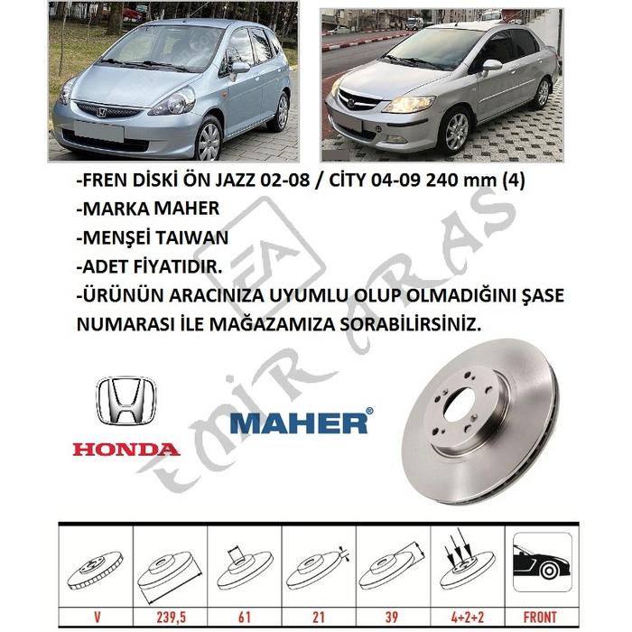 FREN DİSKİ ÖN JAZZ 02-08  CİTY 04-09 240 mm (4)