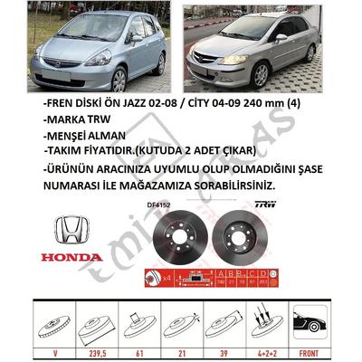 FREN DİSKİ ÖN JAZZ 02-08  CİTY 04-09 240 mm (4)