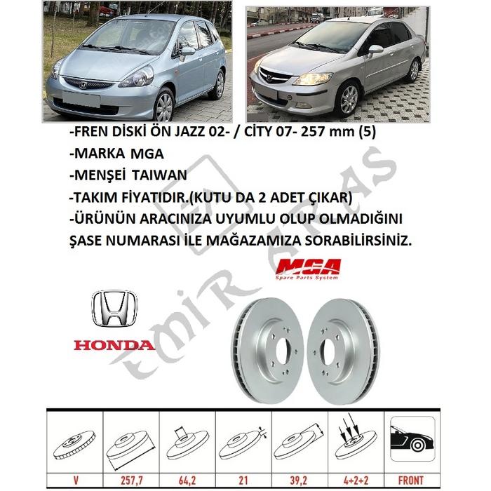 FREN DİSKİ ÖN JAZZ 02-  CİTY 06-09 257 mm (4) SUNROFLU