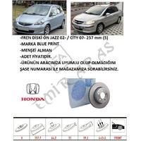 FREN DİSKİ ÖN JAZZ 02-  CİTY 06-09 257 mm (4) SUNROFLU
