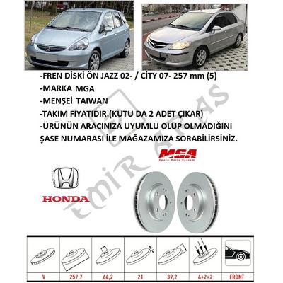 FREN DİSKİ ÖN JAZZ 02-  CİTY 06-09 257 mm (4) SUNROFLU