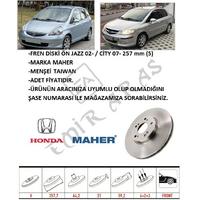FREN DİSKİ ÖN JAZZ 02-  CİTY 06-09 257 mm (4) SUNROFLU