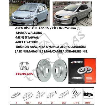 FREN DİSKİ ÖN JAZZ 02-  CİTY 06-09 257 mm (4) SUNROFLU