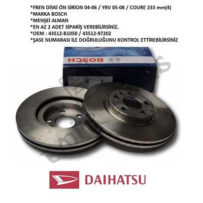 FREN DİSKİ ÖN SİRİON 04-06  YRV 05-08  COURE 233 mm(4)