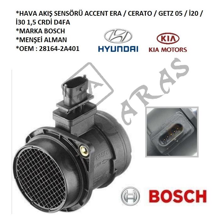 HAVA AKIŞ SENSÖRÜ ACCENT ERA  CERATO  GETZ 05  İ20  İ30 1,5 CRDİ D4FA