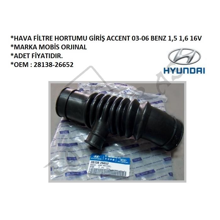 HAVA FİLTRE HORTUMU GİRİŞ ACCENT 03-06 BENZ 1,5 1,6 16V