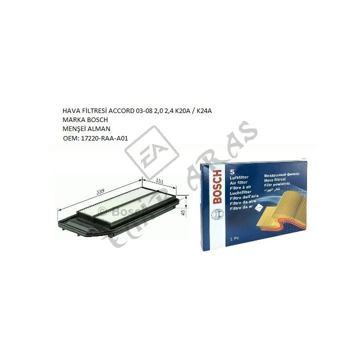 HAVA FİLTRESİ ACCORD 03-08 2,0 2,4 K20A  K24A